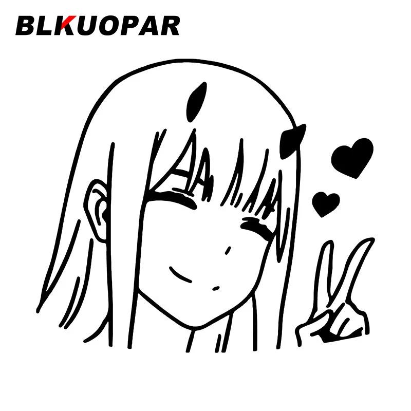 BLKUOPAR Zero Two Smile Anime Car Stickers Personality Peeker Cute Car Label Waterproof Sunscreen Silhouette Decal Decoration