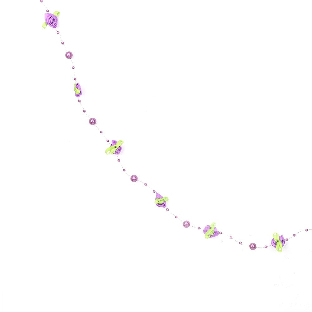 5m Fake Flowers Artificial Pearl Bridal Chain flower Wedding Bouquet Decor Decoration (Purple)