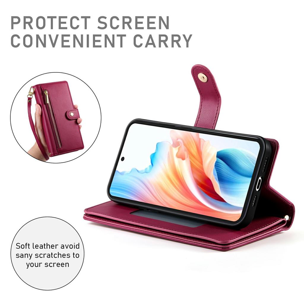 Para Xiaomi Redmi 15 4G (eu) (171mm) Carteira de Bolso com Zíper e Capa de Couro para Celular com Alças