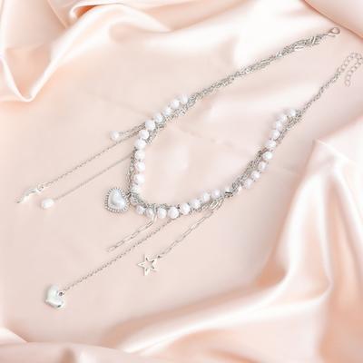 Багатошарове намисто з підвіскою у формі серця з перлами Романтична модна біжутерія Аксесуар для модних жінок на кожен день