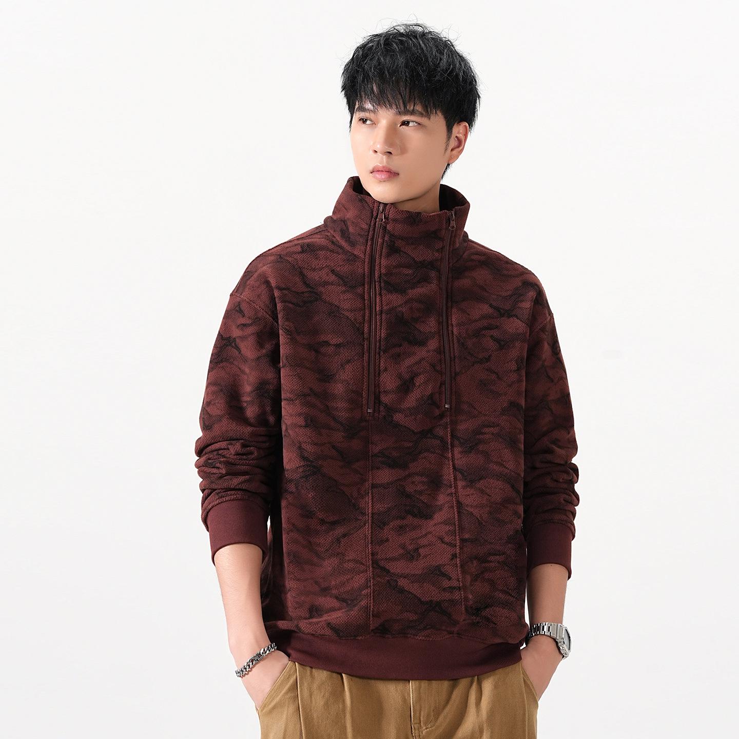 Men s American Retro Double Zipper Fleece Hoodie - Autumn/Winter 2025 Warm Casual Jacket 2XL for 85-97.5 kg