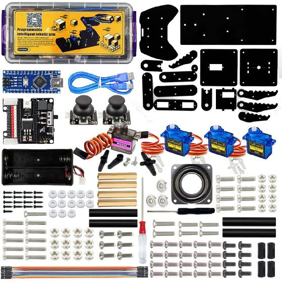 Roboterarm für Arduino, Intelligentes Roboter-Bauset, das Bewegungen speichern und wiederholen kann, für Anfänger/Jugendliche/Erwachsene zum Erlernen von Elektronik, Programmierung,