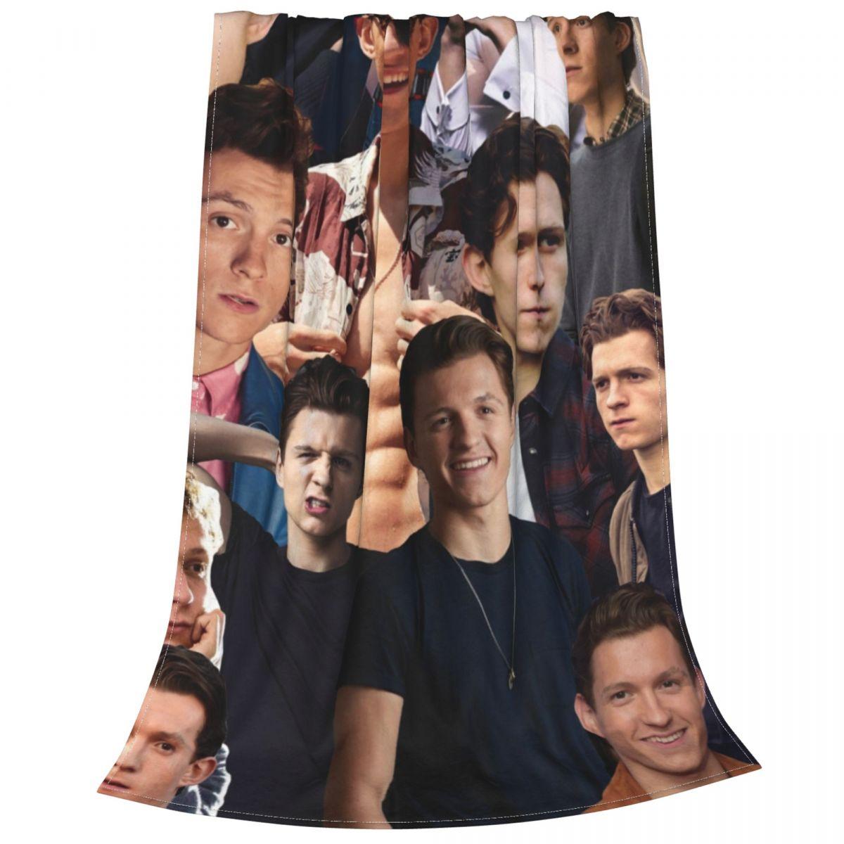 Tom Holland Collage Flannel Blanket Movie Novelty Throw Blanket for Sofa Bedding Lounge Plush Thin Quilt Size: 75*100cm, Weight: 230 GSM