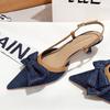 Women's High Heeled Sandals Fashion Bow Design High Heel Sandals Women Pointed High Heeled Sandals Sandalias De Mujer Verano2025