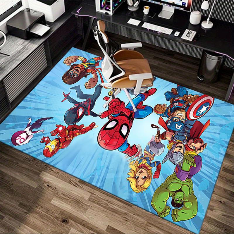 1pc Superhero Adventures Carpet for Playroom Bedroom Living Room Sofa Home Decor,kids Game Area Rug Non-slip Floor Mat Y826173
