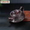 181ml Exquisite Yixing Purple Clay Teapots Hand-carved plinth Scoop Pot Raw Ore Purple Mud Kettle Zisha Teaset Drinkware Gift
