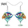 Vibrant Feather Pattern Earrings 1 Pair Cute Acrylic Parrot Earrings, Tropical Animal Dangle Fun Halloween Costume Jewelry for Women, Summer