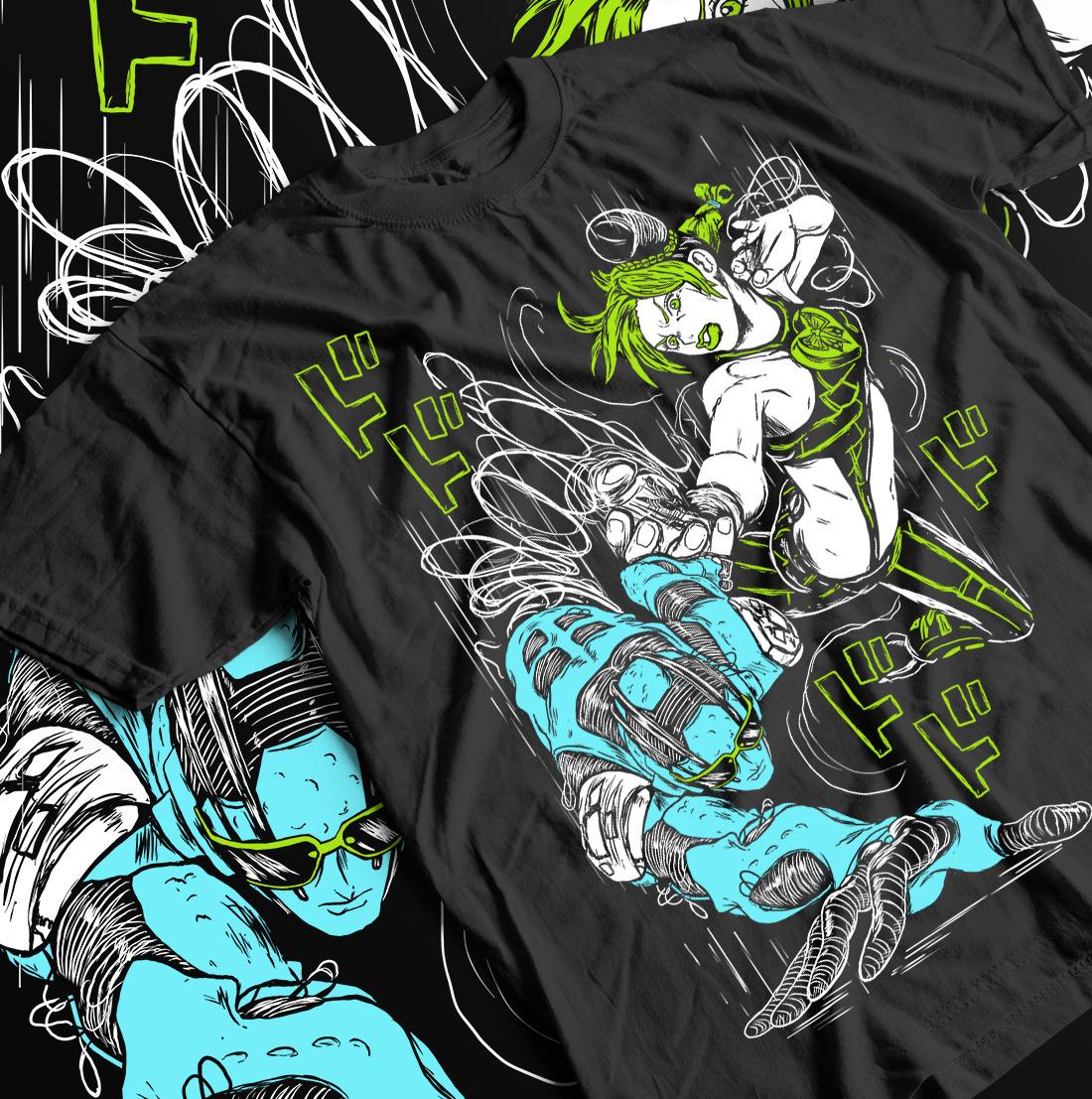 

Jolyne Cujoh JoJo s Bizarre Adventure T-Shirt JJBA Stone Ocean Anime Girl Shirt 4XL