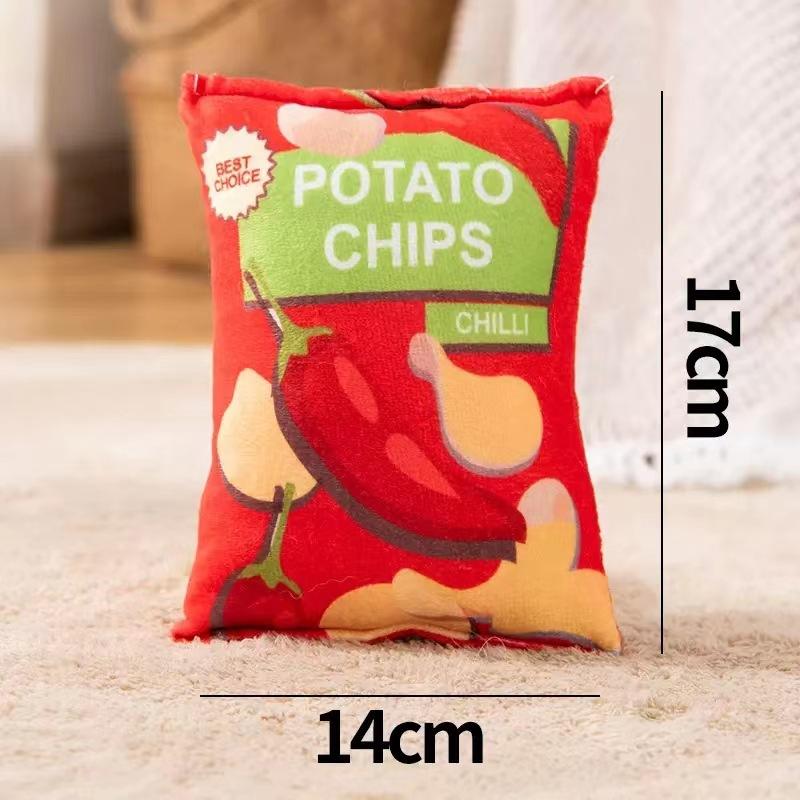 

Funny Dog Toys Crisps Plush Filled Pets Squeaky Chew Toy Bite-Resistant Sounding Paper Toys Suitable For Small Medium Pets Supplies Decor красный