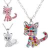 Elegant Cats Pendant Necklace Jewelry Sophisticated Cats Pendant Necklace with Bright Rhinestones for Daily Wear Dates