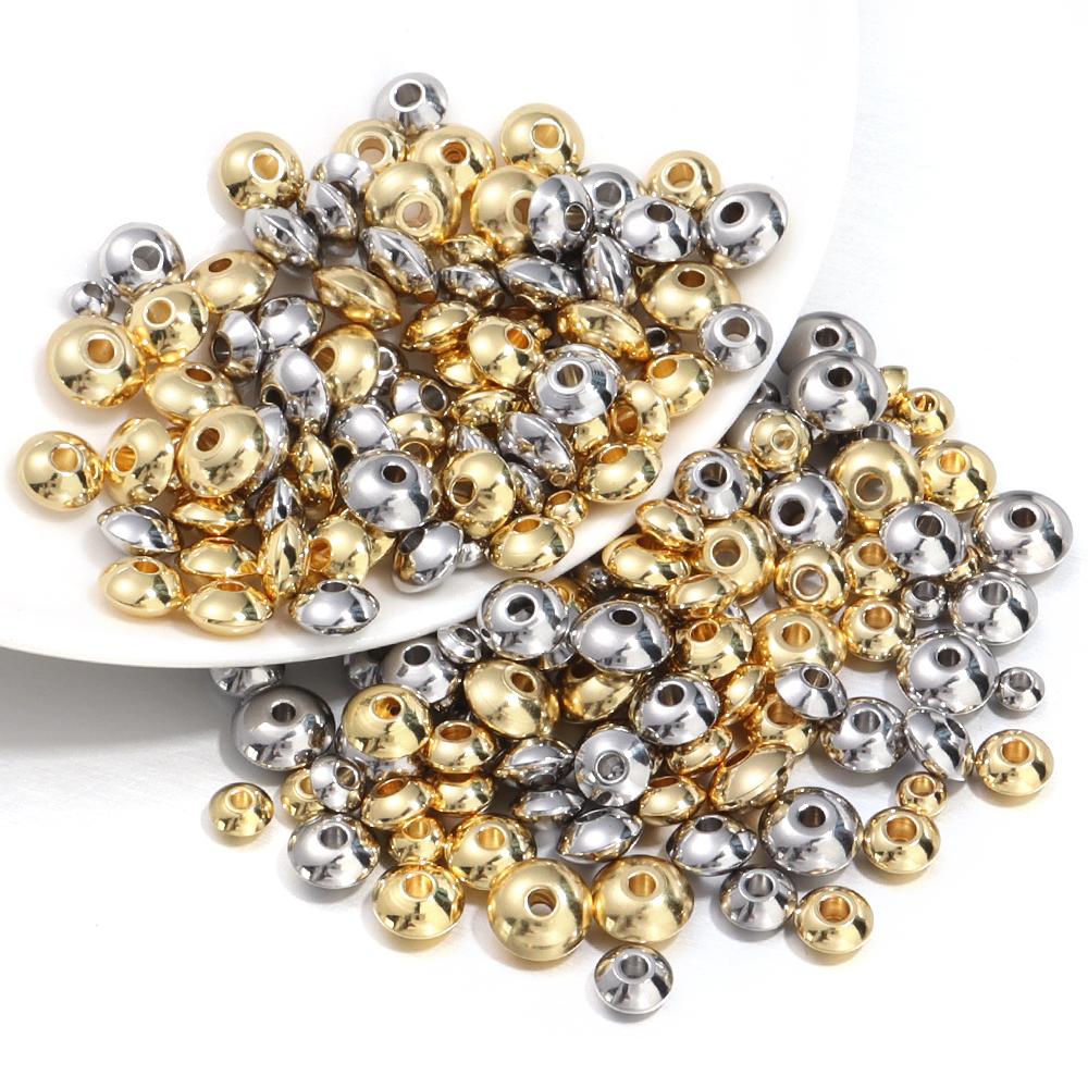 20-50Pcs/Lot Stainless Steel Abacus Beads Multi Size Curved Surface Spacing Beads For Jewelry Making Diy Bracelet Accessories