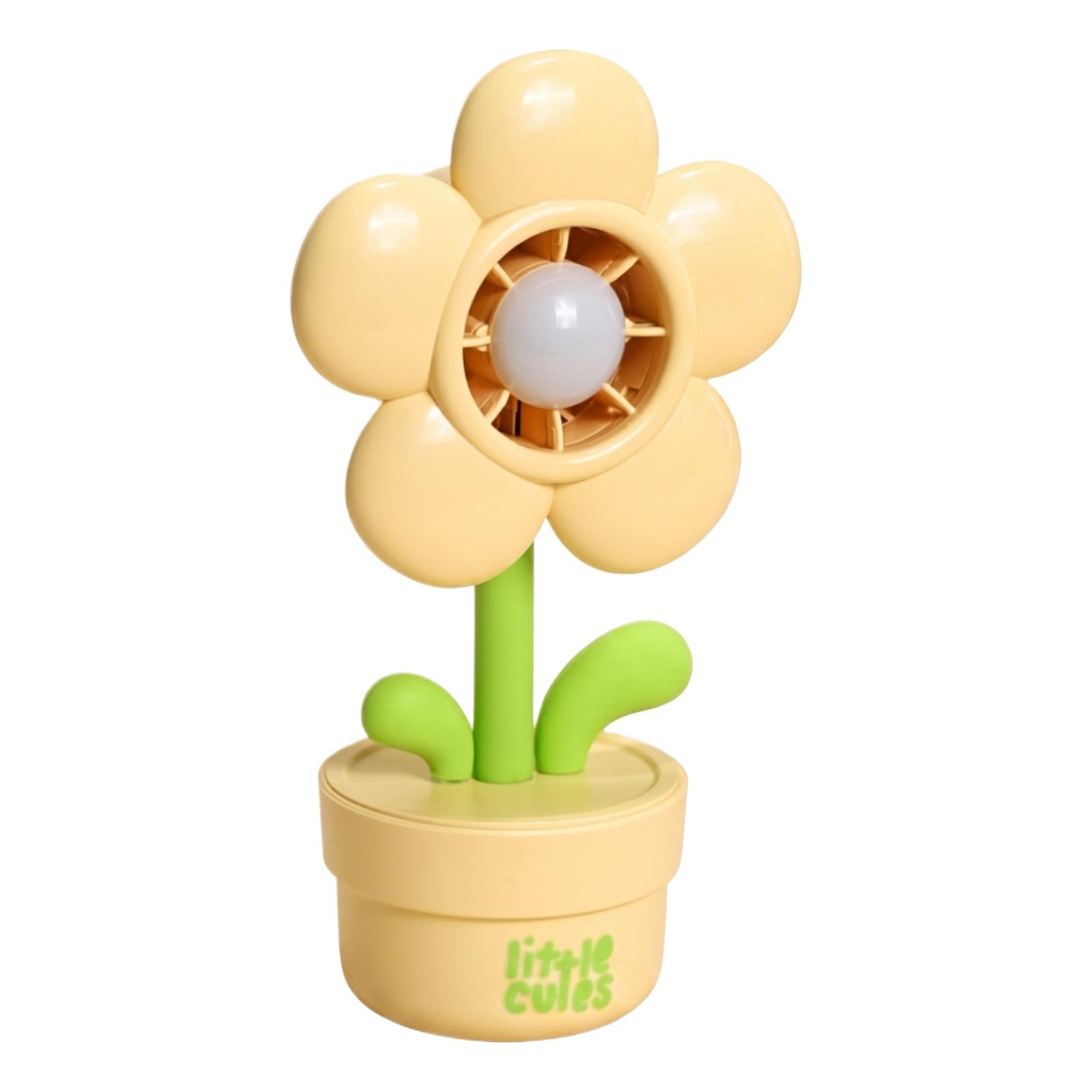 

Cute & Girly Flower Fan — Silent, Rechargeable, And Illuminating Desktop Fan For Summer One Size жовтий