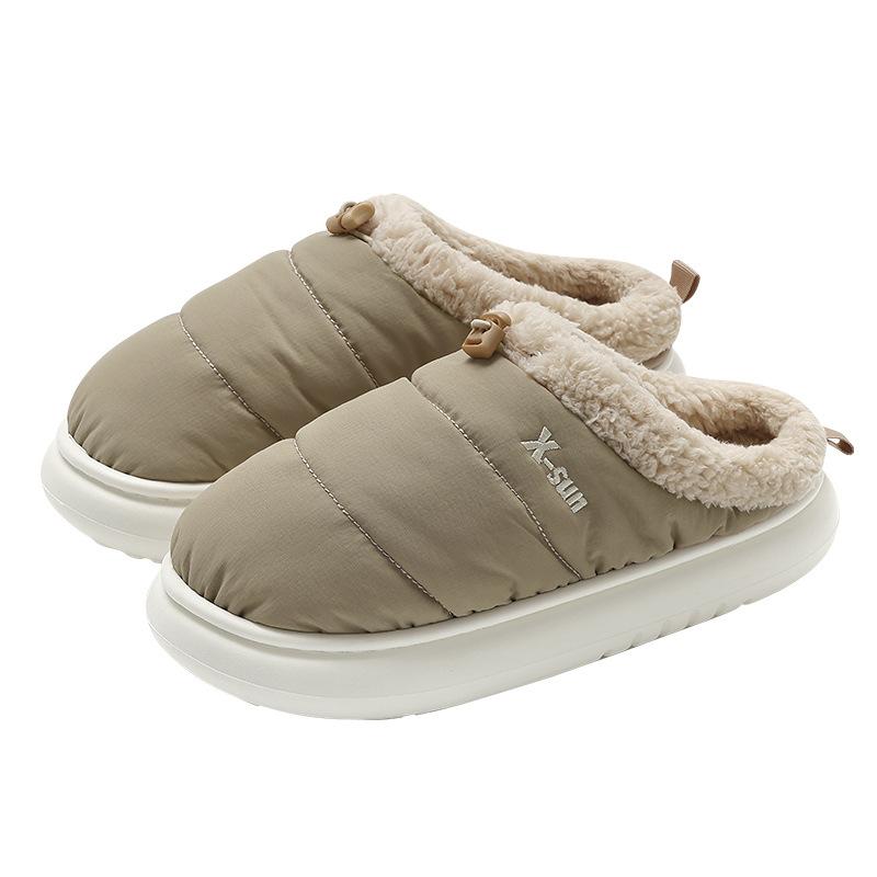 Winter household couple cotton slippers home indoor thick-soled non-slip waterproof velvet thermal cotton shoes