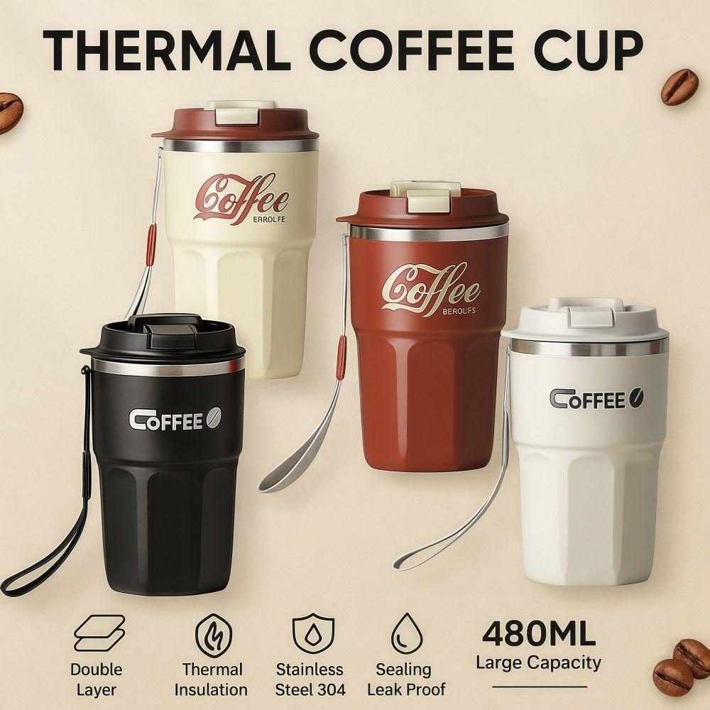 Portable Double-Walled Milk Coffee Cup 304 Stainless Steel Sealed Thermos Mug Insulated Leak-proof Drinking Cup Boys Girls