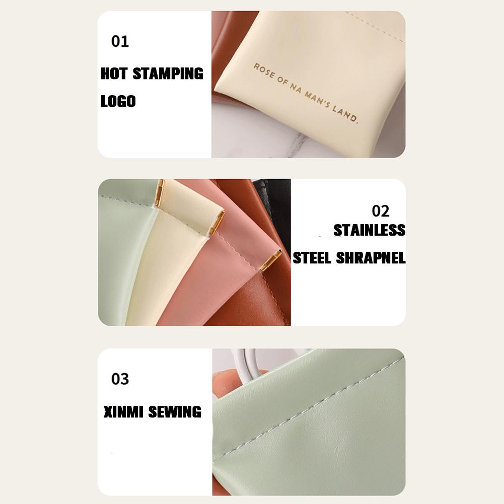 Women Fashion Portable Mini Key Jewelry Cosmetic Organizer Pouch Handbag Pu Small Bags Gift Simple Lipstick Makeup Storage Bag