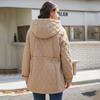 YISHENGSHUI New Spring and Autumn Women's Jacket Simple Medium-length Fashion Unique Splicing Hooded Design Women's Spring Jacket 23639