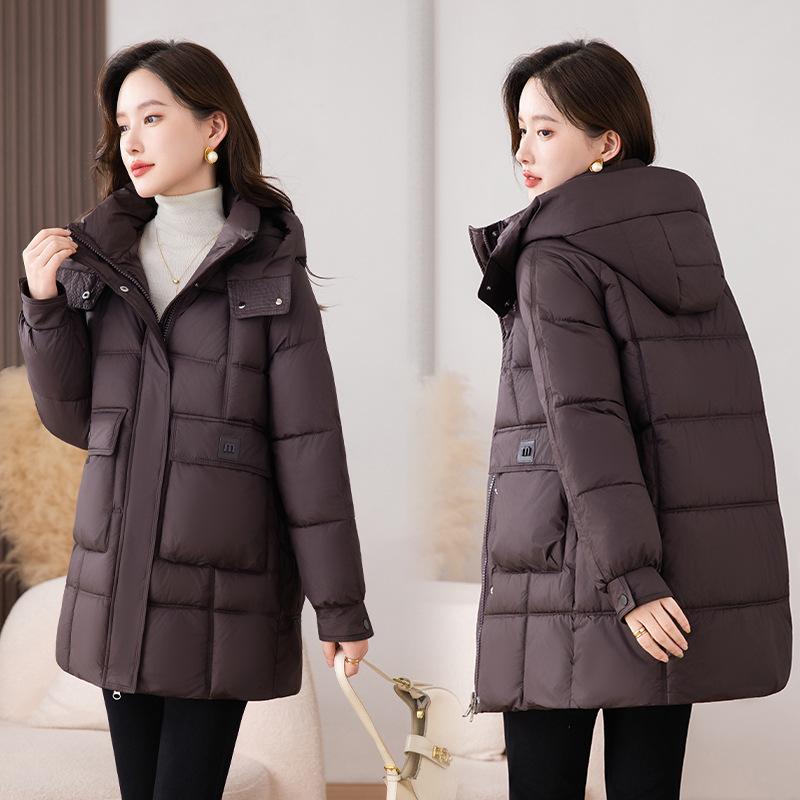 Hooded cotton clothes women's winter new small medium and long fashionable foreign style warm loose sports cotton-padded clothes