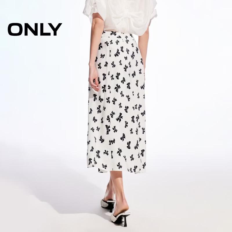 ONLY Women's Bowknot Print A-Line Midi Skirt