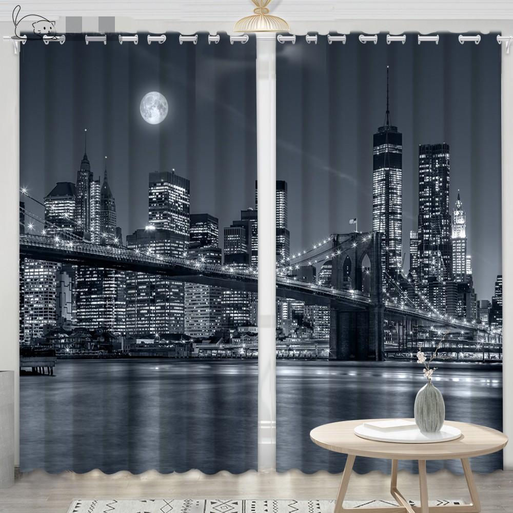 2Panels New York City Night Curtain Statue of Liberty Curtain for Bedroom Living Room Kitchen Window Blinds cortinas Grommet Top