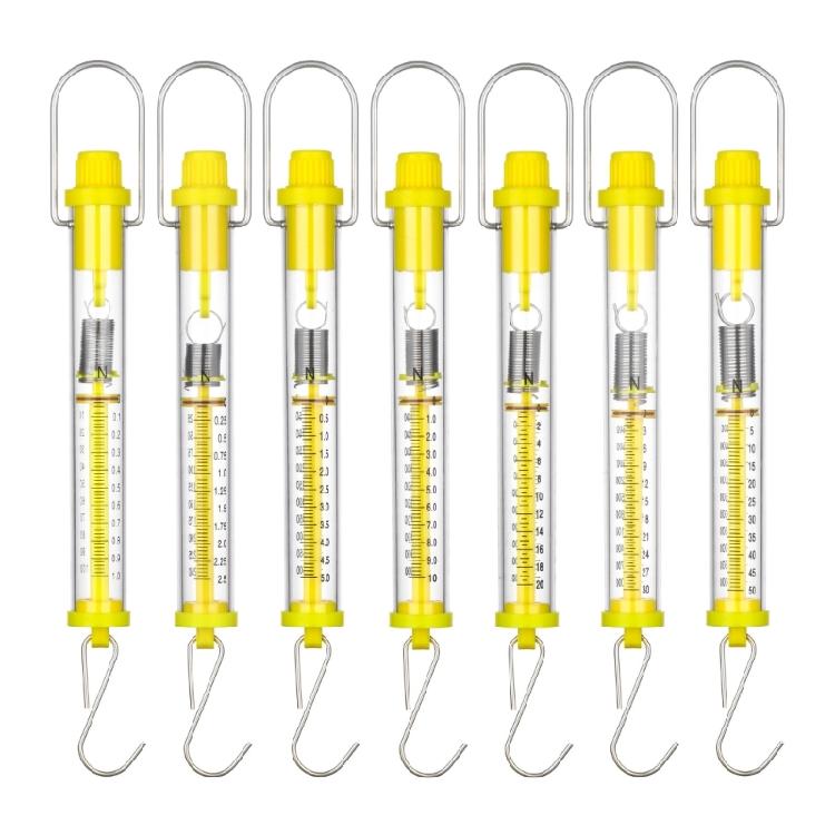 Dinamometro a molla da laboratorio multifunzione di colore giallo adatto per dimostrazioni di fisica e uso in laboratorio