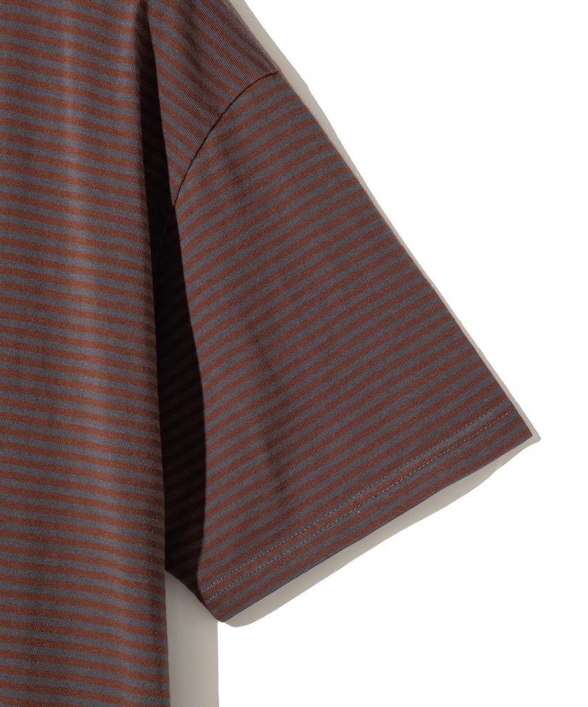 ANNOT Washed Striped T-Shirt Charcoal Brown