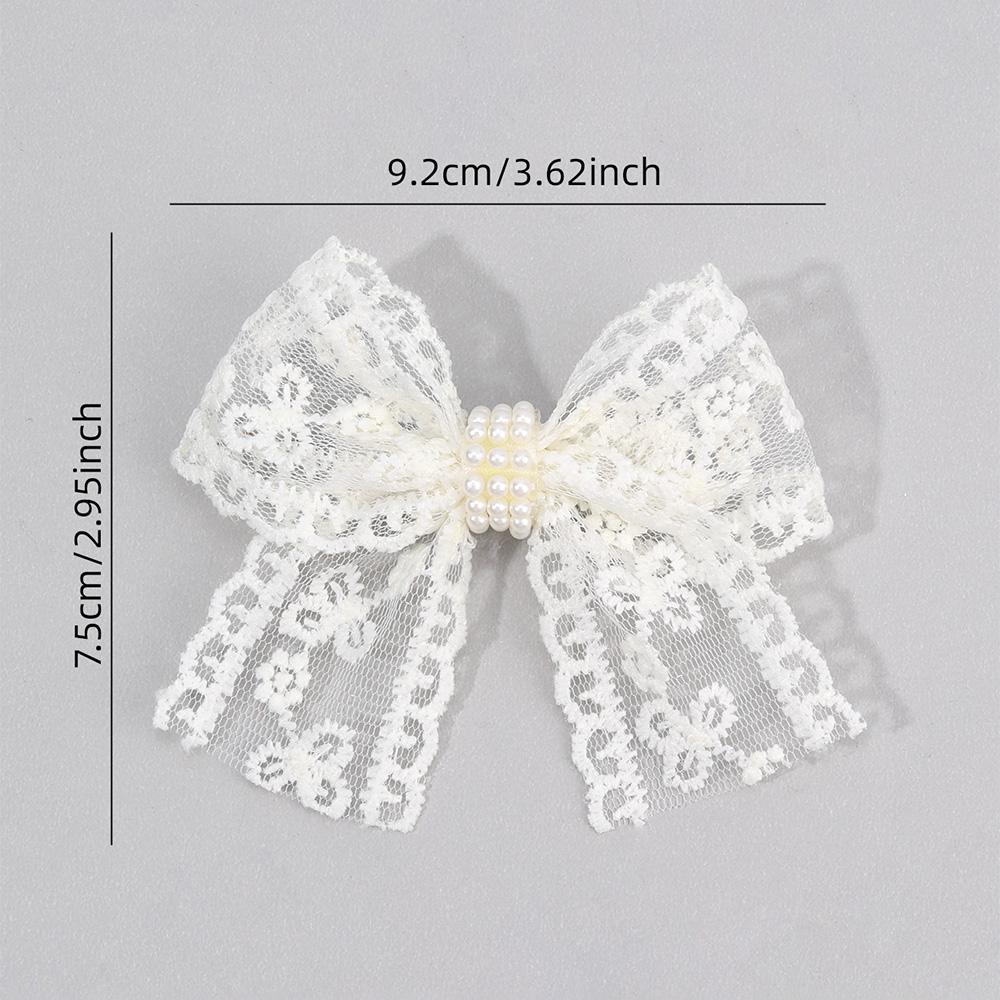 2Pcs White Lace Hair Clips For Girls Flower Embroidered Pearls Hairpin Sweet Floral Kids Barrette Children Headdress Accessories