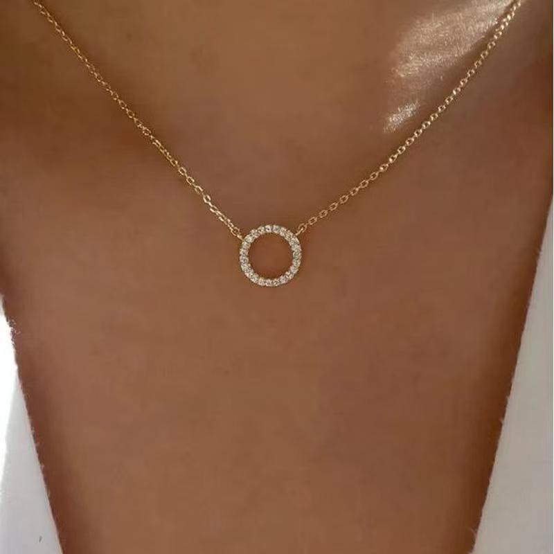 Fashion Elegant Jewelry Crystal Round Pendant Creative Vintage Gold Unique Women Fashion Different Shape Necklace Wholesale
