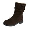 Coarse Heel Retro Medium Boots Martin Boots Women's Shoes 2025 New Autumn and Winter Piled Small Versatile Martin Boots