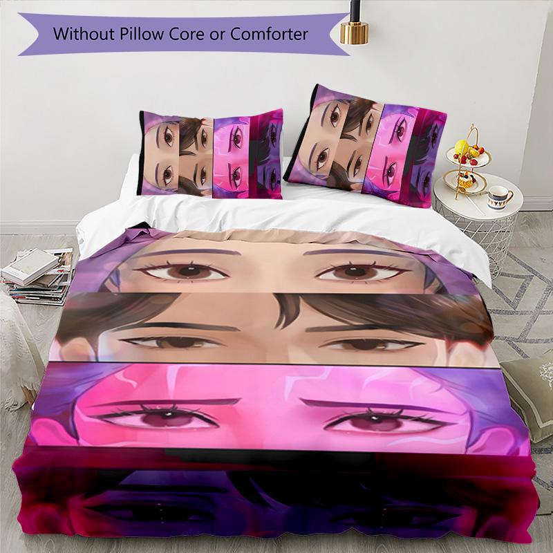 Set Biancheria da Letto KPOP Hunter 3 Pezzi Copripiumino Chiusura Include 1 Copripiumino & 2 Federe per Tutte le Stagioni Camera da Letto Casa Arredamento Stanza del Dormitorio