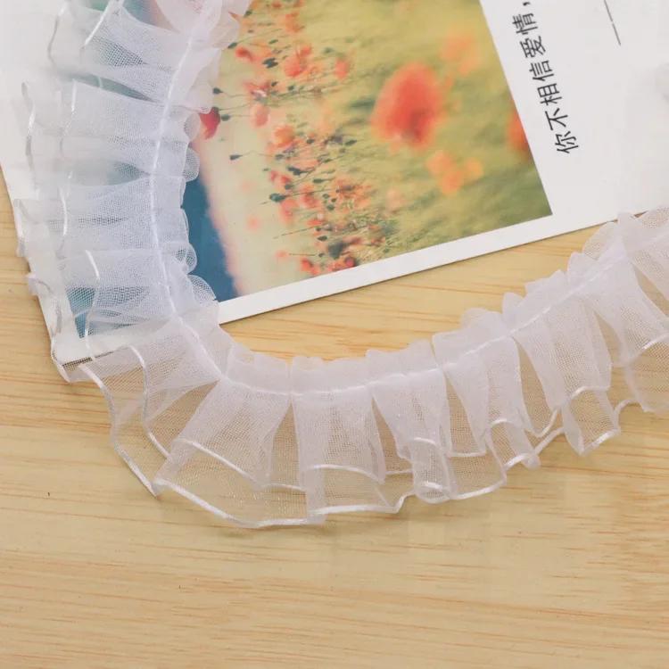 Multicolor Pleated Organza Lace Ribbon Gathered Mesh Fabric Handmade DIY Wedding Dress Lace Trim Sewing Craft christmas ribbons