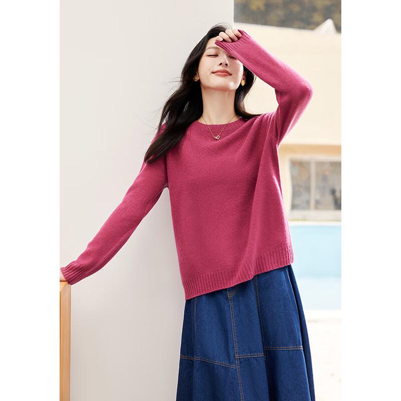 VICTORIA&VERA Women's Merino Wool Loose-Fit Long Sleeve Knit Sweater