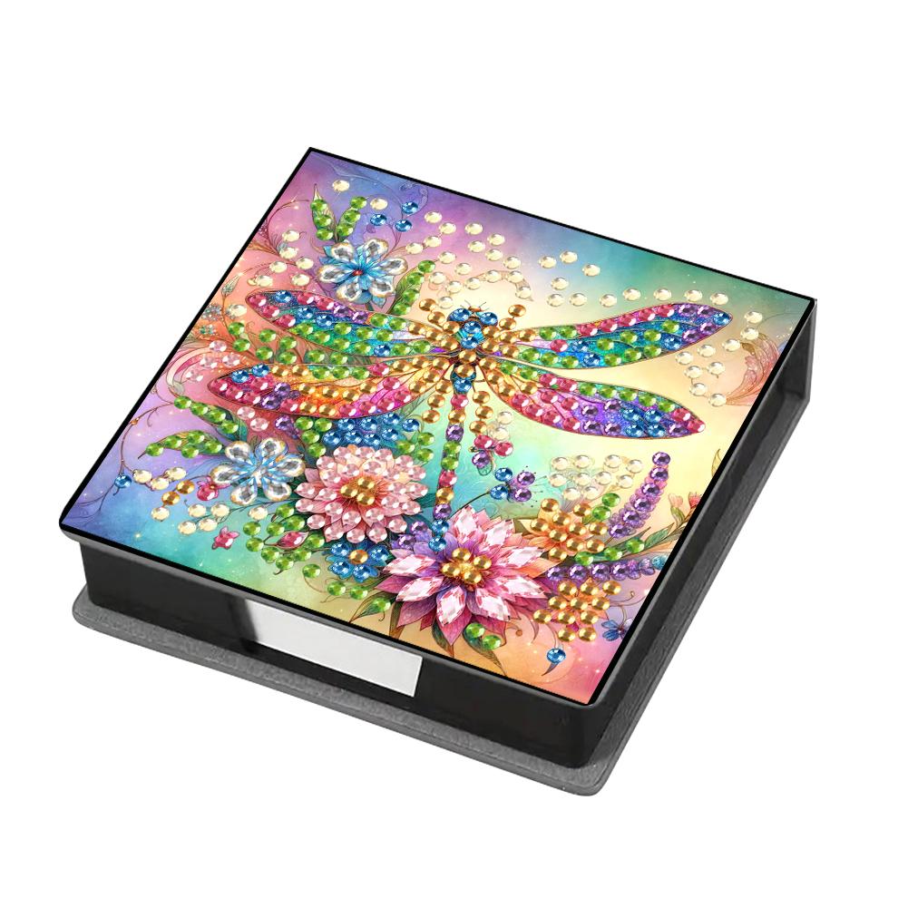 Flowers Diamond Painting Notecard Box Gem Art Sticky Note Holder Gem Painting Memo Pad Holder Mosaic Kit for Adults Beginners