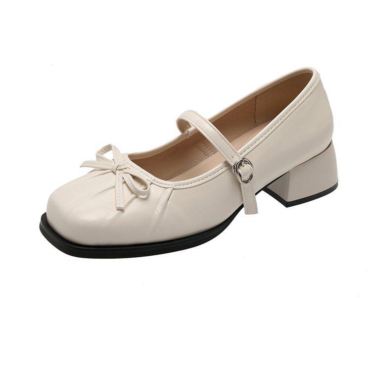 

Soft leather version~ Mary Jane shoes women s 2025 new spring and autumn French thick heel light mouth single shoes high heel small leather shoes 40
