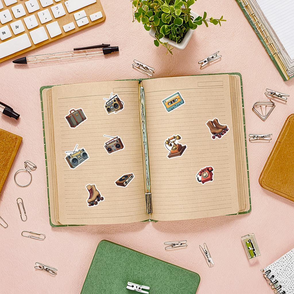 35pcs-70pcs Decals Nostalgic Stationery Stickers DIY Stickers Stickers for Phone Suitcase Fridge