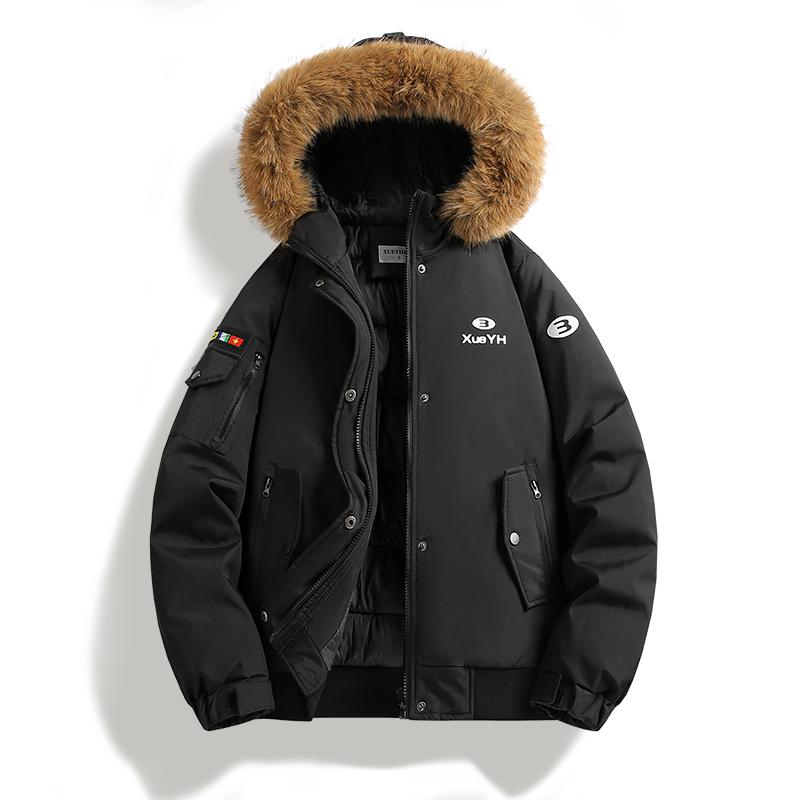

Winter Hooded Cotton Jacket Men s Outdoor Hiking Suit, Thickened Men s Workwear, Overcoming Male and Female Couple Jackets S чорний