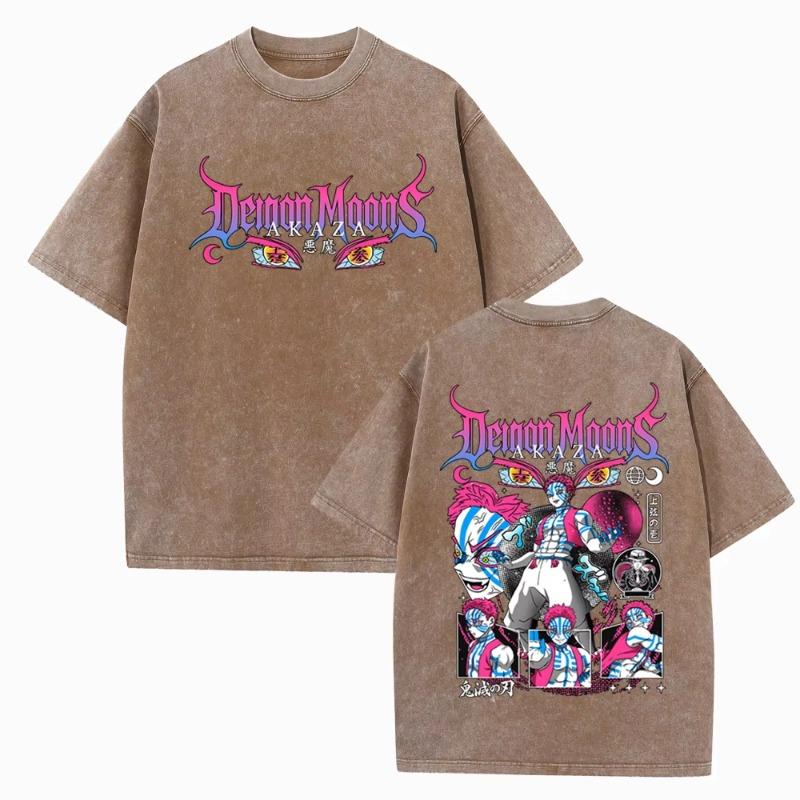 Japanese Anime Komatsu Pattern Washed T-shirt Printed Pattern Men s Anime Fan T-shirt S