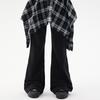 Women's Autumn 2025 Retro Plaid Skirt Hem Flared Knit Pants