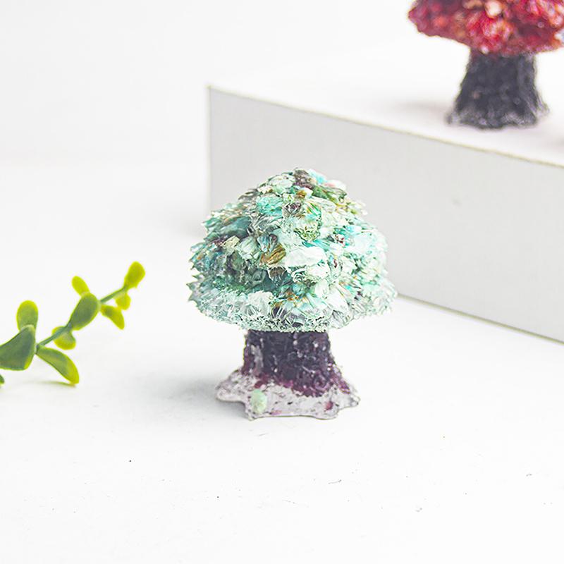 1Pc Natural  Stone Mushroom Tree Statue Reiki Stone Figurine Home Office Decoration