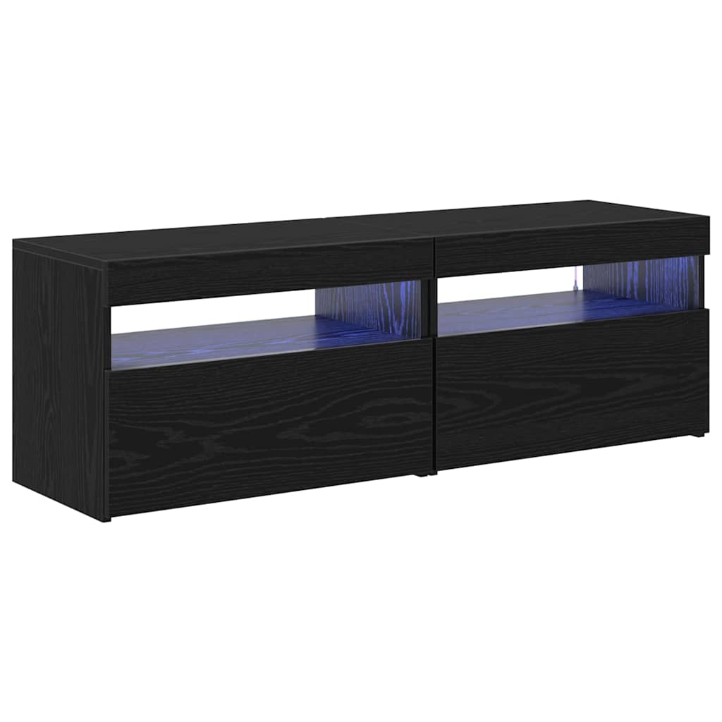 TV Cabinet with LED 2 pcs Black Oak Effect 60 x 35 x 40 cm