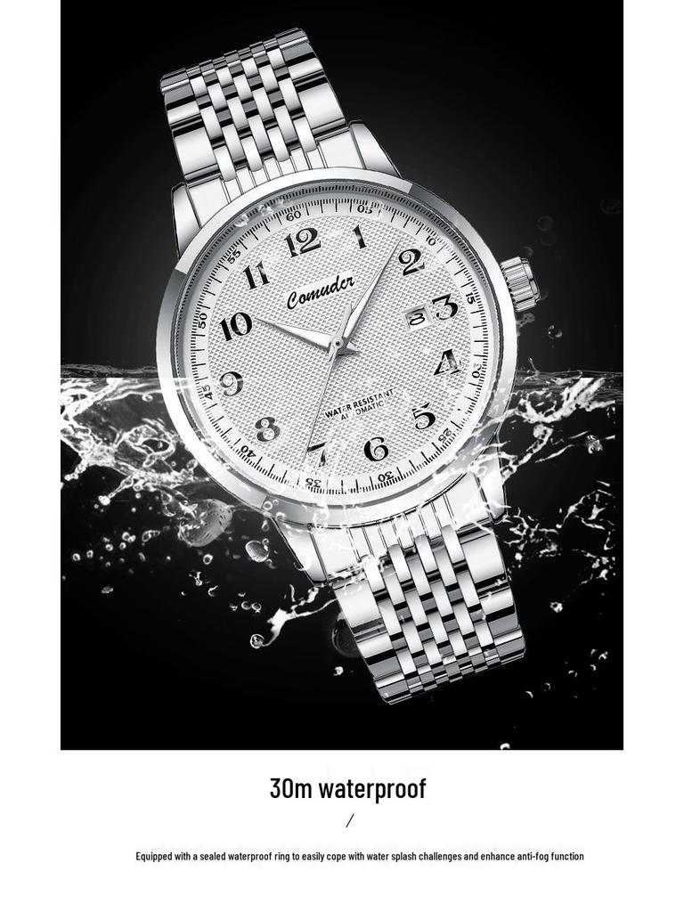 Men's Luminous Waterproof Automatic Skeleton Watch with Calendar