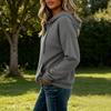 Women's Loose Fit V-Neck Hoodie with Drawstring and Pockets, Long Sleeve Color for Everyday Wear