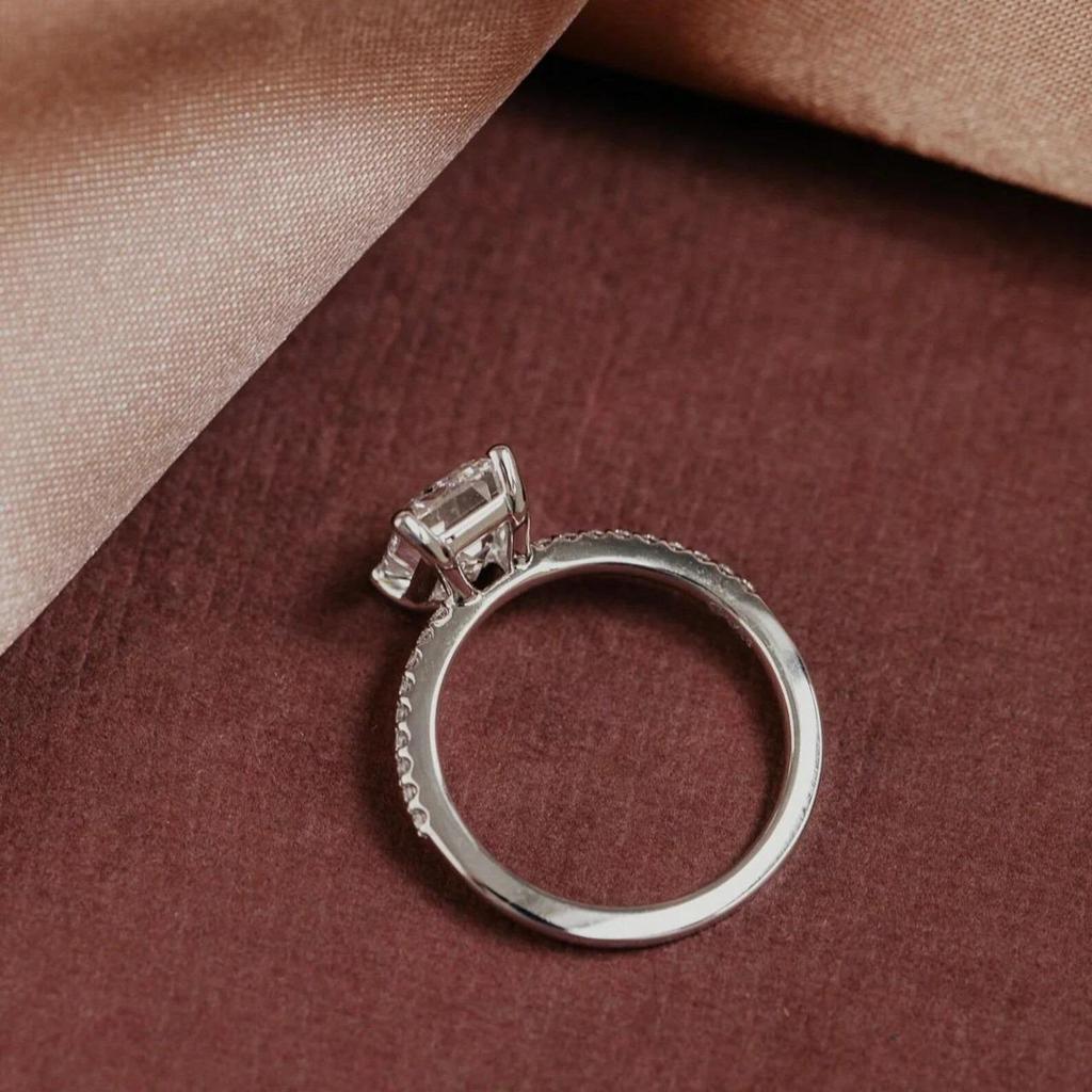 2 ct smaragdslipad kubisk zirkonia förlovningsring: Belagd CZ-band, Guldfärgad ring: Art Deco Bröllops Smycken Gåva För Kvinnor