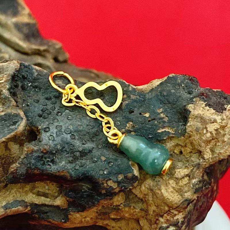 Blue Water Jade Tassel Gourd Pendant Bracelet - Handmade DIY Accessory