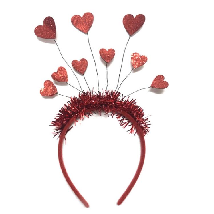 Valentines Day Glitter Tinsel Hair Hoop Red Sequin Heart Headband Party Hairband 1
