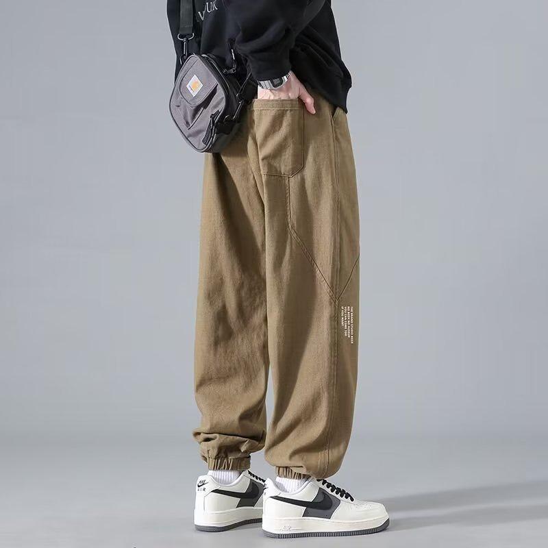 Men's Trendy Cargo Pants, Pure Cotton, Elastic Ankle, Plus Size - Spring & Autumn Style