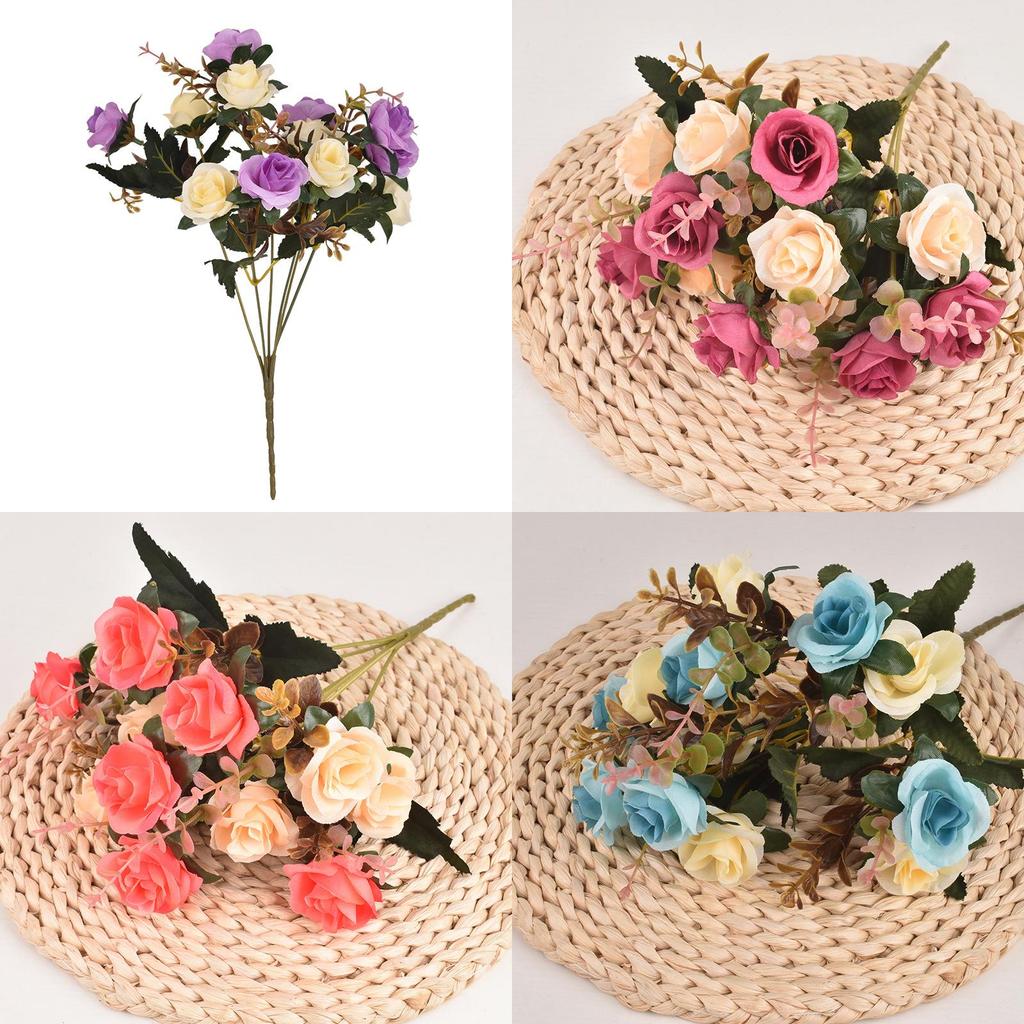 Home Decor Rose Flower Bouquet With Silk Material For Wedding And Event Decoration