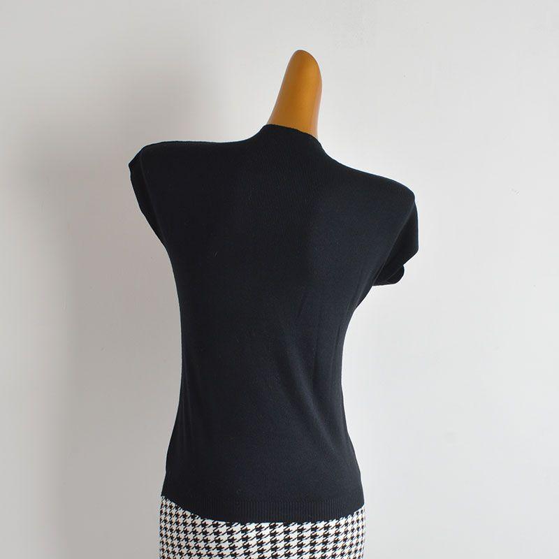 Pure Color Minimalist Half Turtleneck Pullover Flying Sleeves Knitwear Women's Summer Soft Glutinous Sleeveless T-shirt Easiest for Match Tops