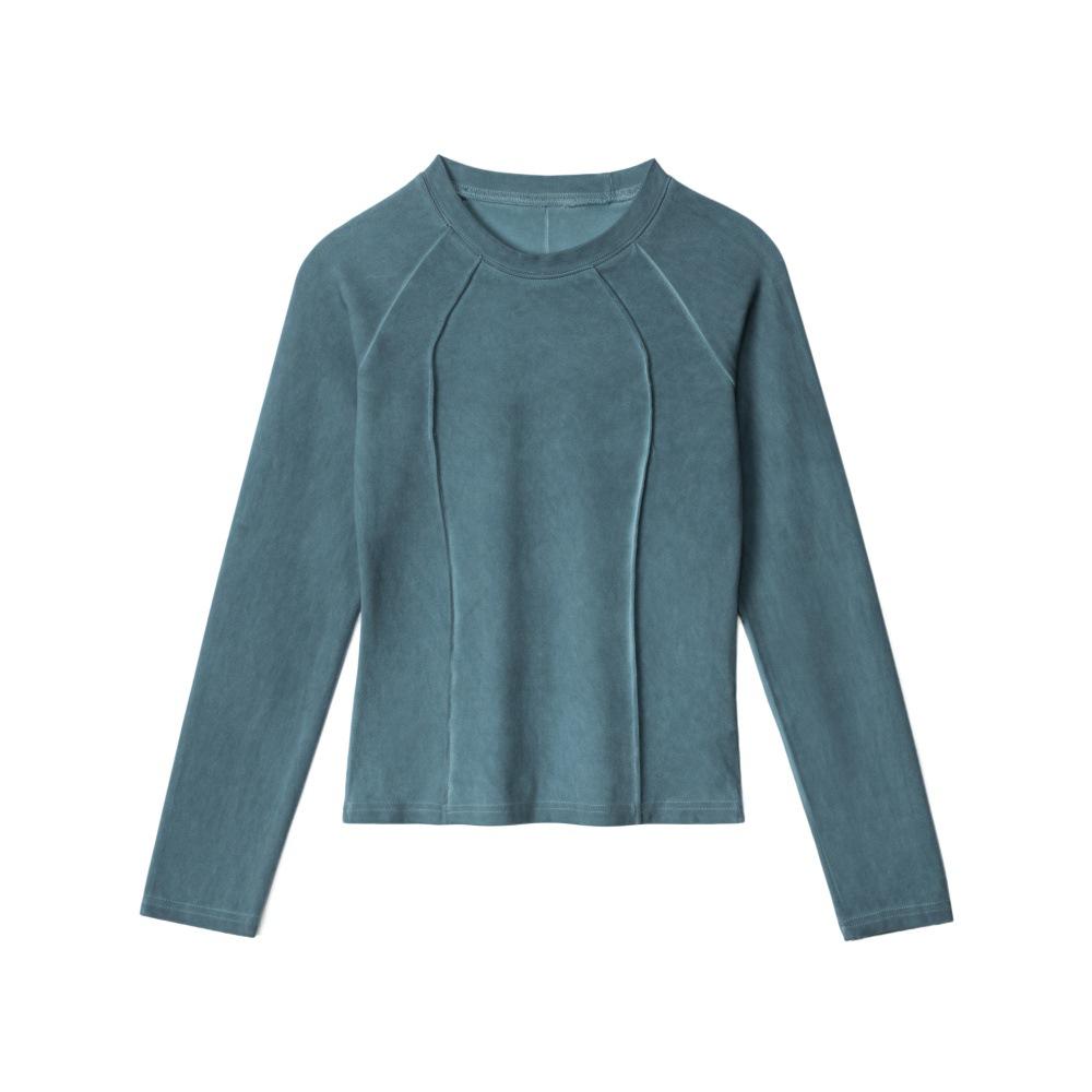 HeyHenry Women s Retro Tie-Dye Patchwork Slim Long Sleeve T-shirt Large синий