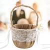 Linen Cotton And Linen Lace Material Wedding Flower Basket Girl Basket White Flower Basket