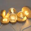 USB-Powered Wood Night Lights Base Circular Design Decorative Luminous Stand for LED Lights Resin Display Home LED Lamp Base